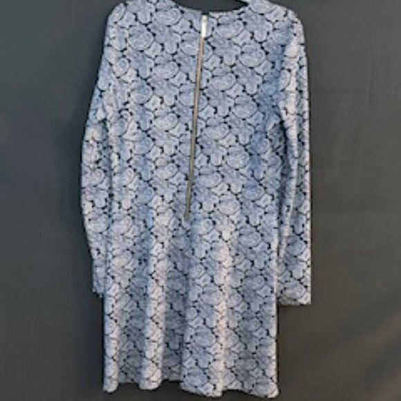 Michael Kors Navy Paisley Long-Sleeve Sheath Dress – Size 14 - Picture 3 of 7